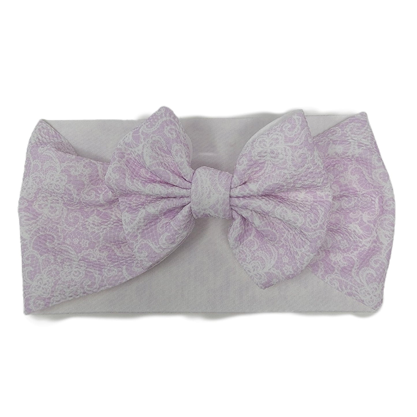 5" Lavender Lace Fabric Bow Headwrap
