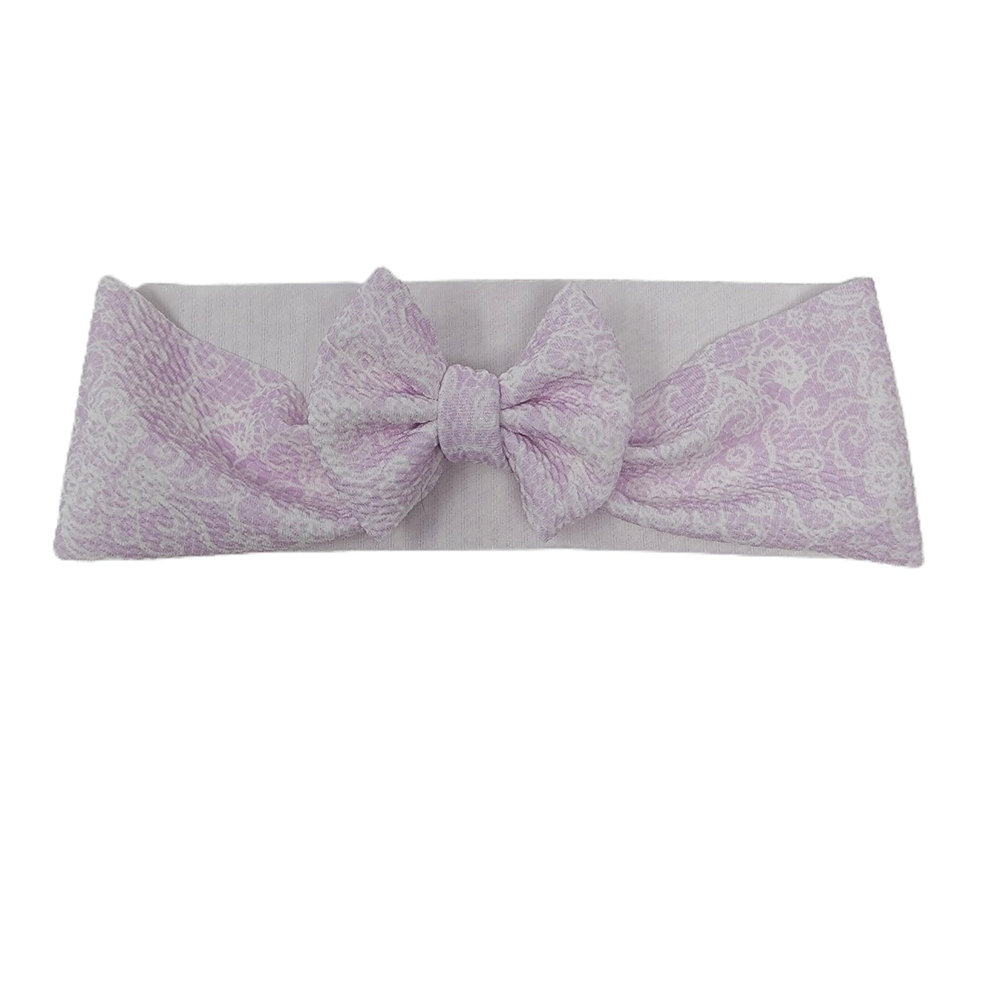 3" Lavender Lace Fabric Bow Headwrap