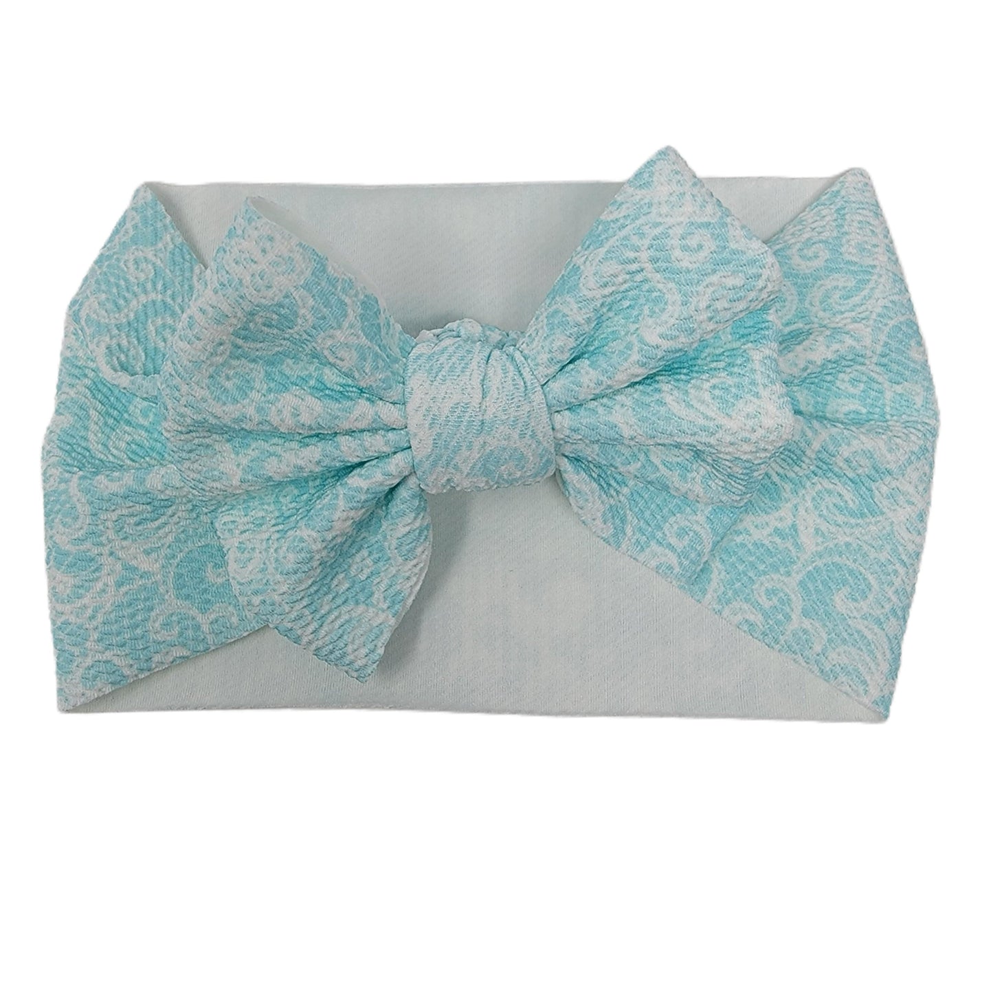 5" Seafoam Lace Fabric Bow Headwrap