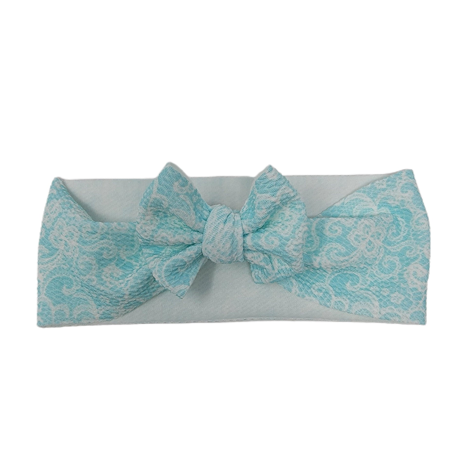 3" Seafoam Lace Fabric Bow Headwrap