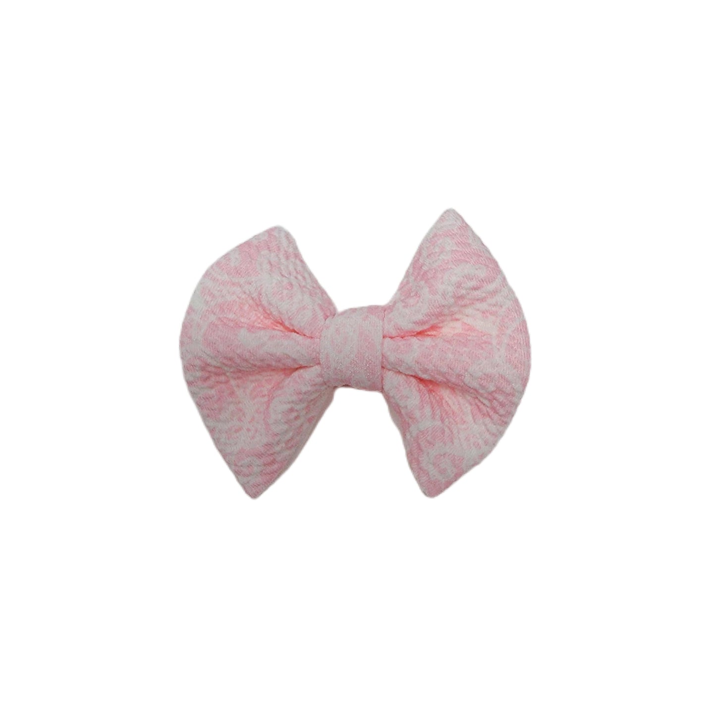 Pink Lace Fabric Bow 3"