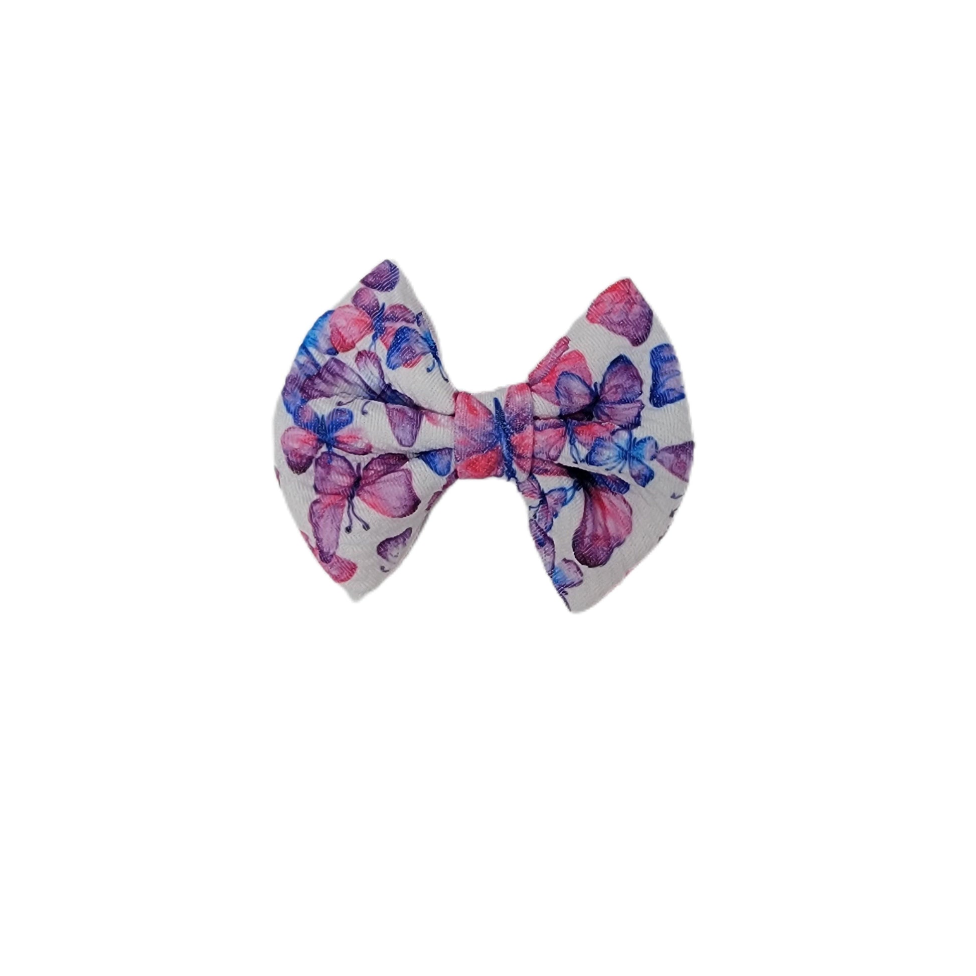 Pink & Purple Butterflies Fabric Bow 3"