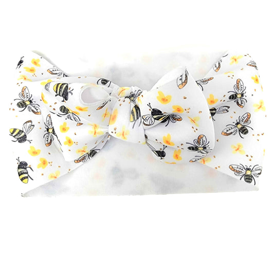 Honeybees Puffy Fabric Bow Headwrap 5"