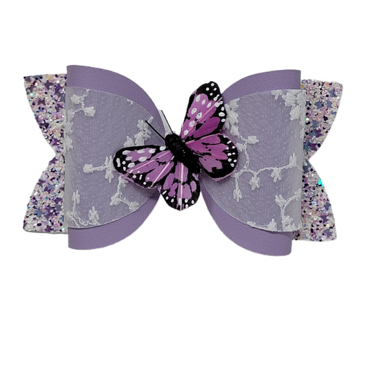 Lavender Butterfly Dressed-up Diva Bow 5"