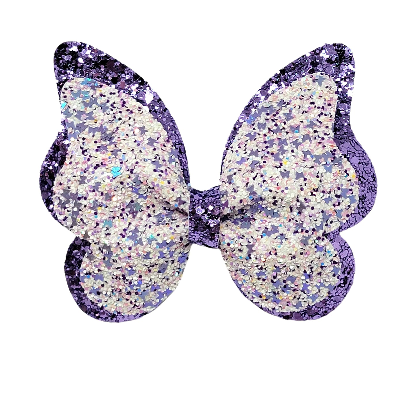 Lavender Glitter Butterfly Bow 5"