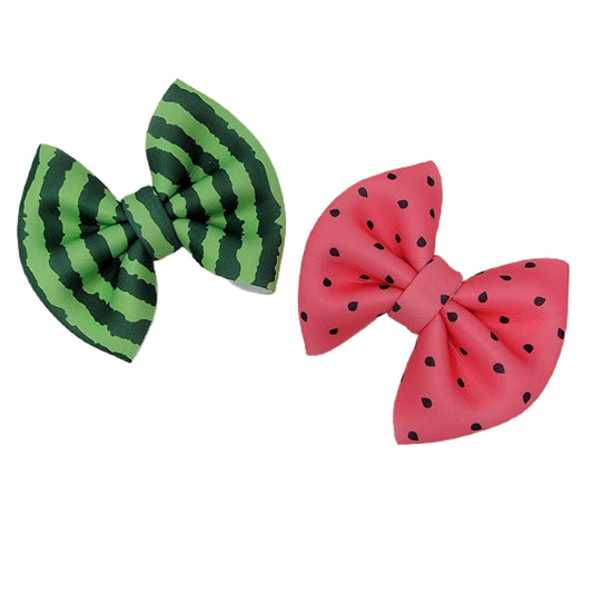 Watermelon Puffy Fabric Bow 3" (pair)