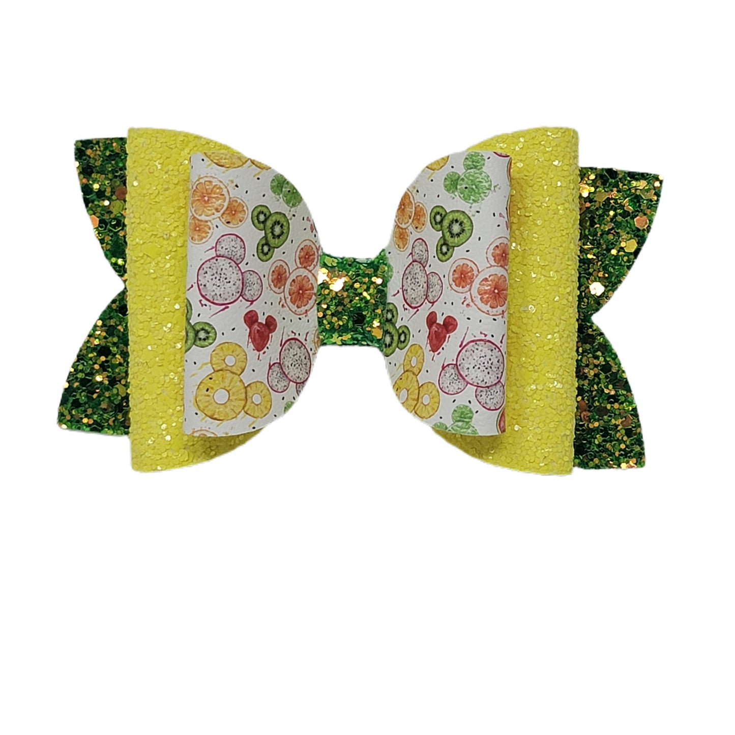 Tropical Fruit Mouse Heads Double Diva Bow 5"