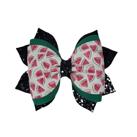 Watermelon Dressed-up Phoebe Bow 5"