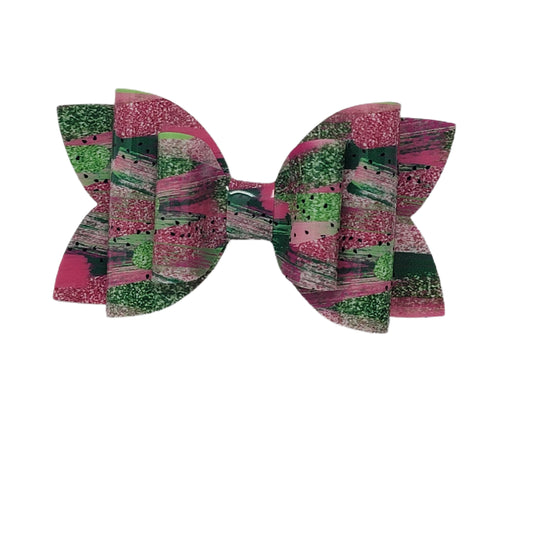 Watermelon Brushstrokes Jelly Dressed-up Double Diva Bow 5"
