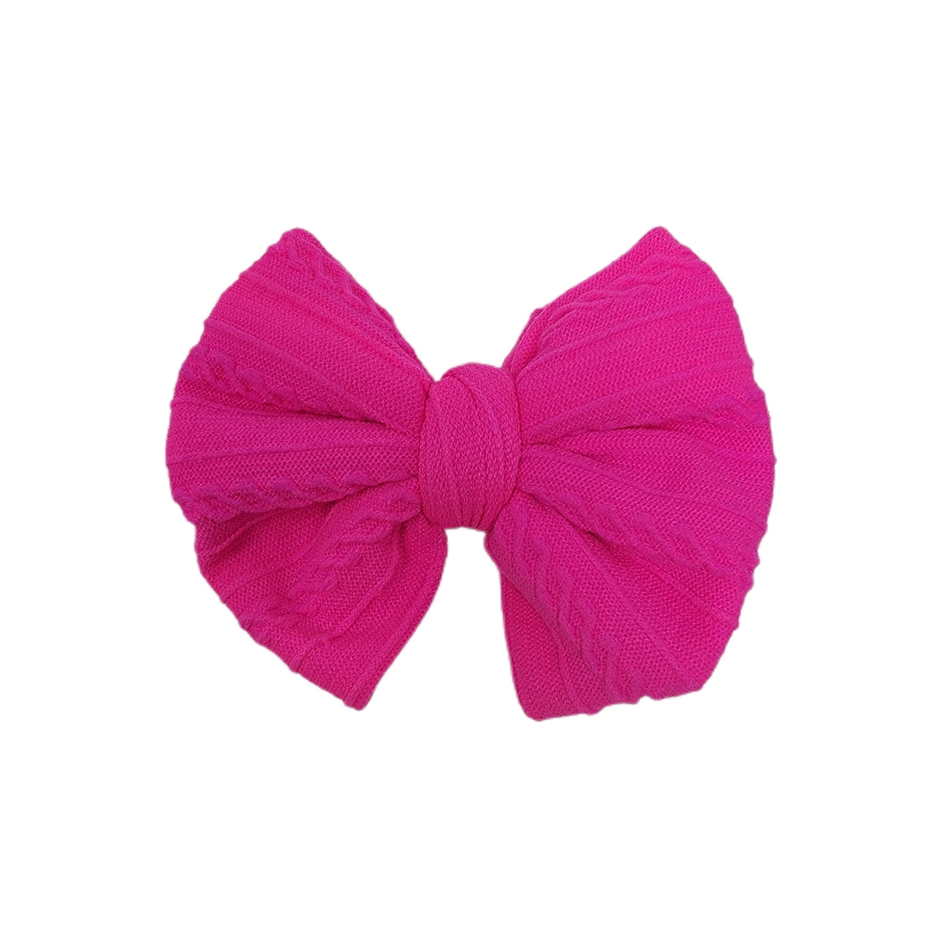 Neon Fuschia Braid Knit Fabric Bow (pair) 3"