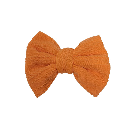 Orange Braid Knit Fabric Bow 4"