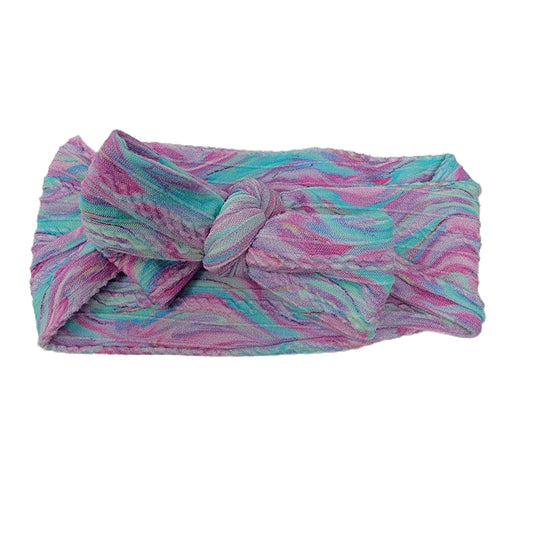 Bath Bomb Braid Knit Fabric Bow Headwrap 4"