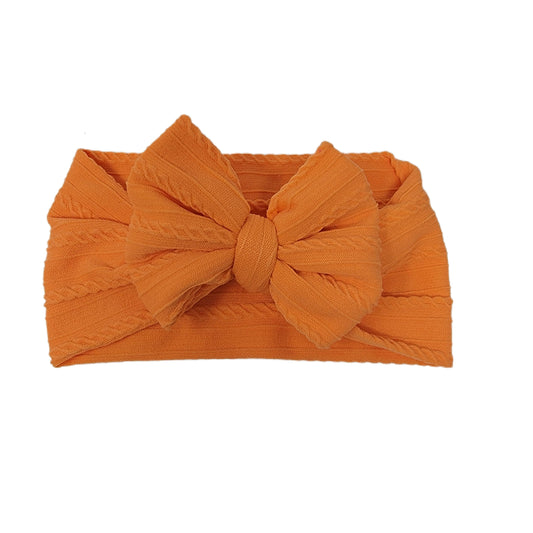 Orange Braid Knit Fabric Bow Headwrap 4"