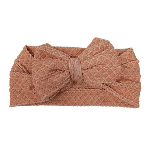 4" Wafflecone Braid Knit Fabric Bow Headwrap