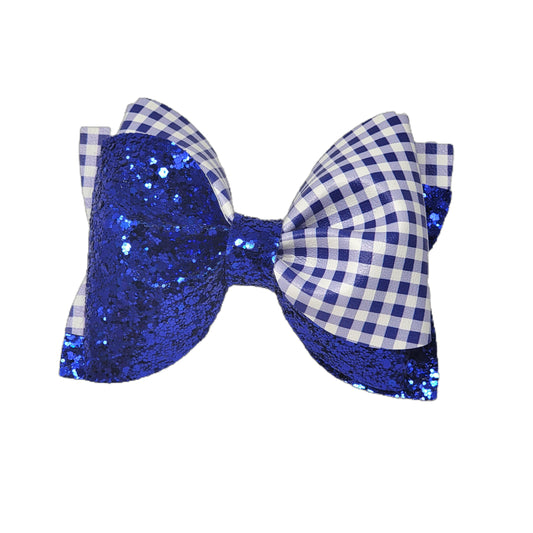 Blue Gingham Totally Twisted Bow 5" 