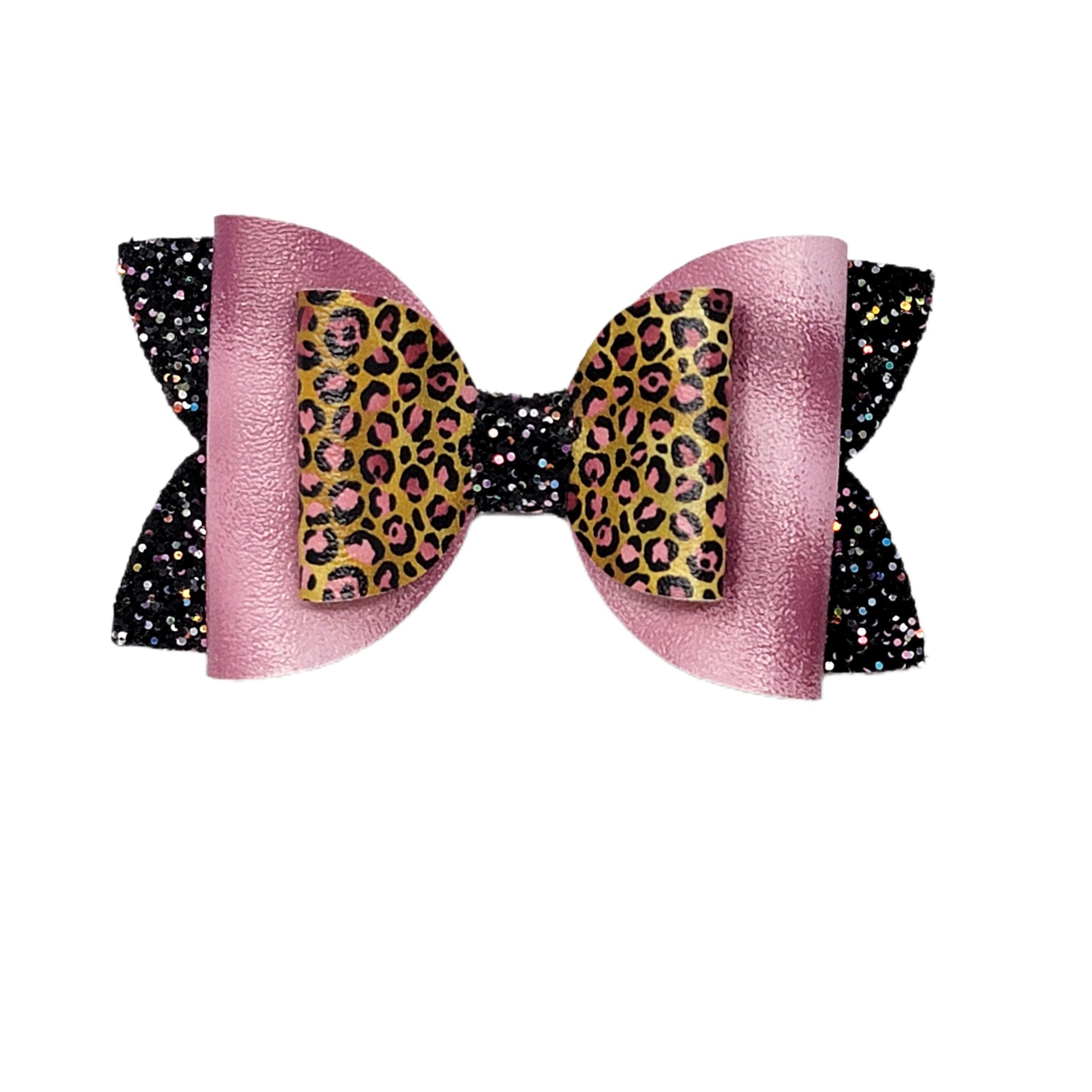 Pink Leopard Double Diva Bow 5" 
