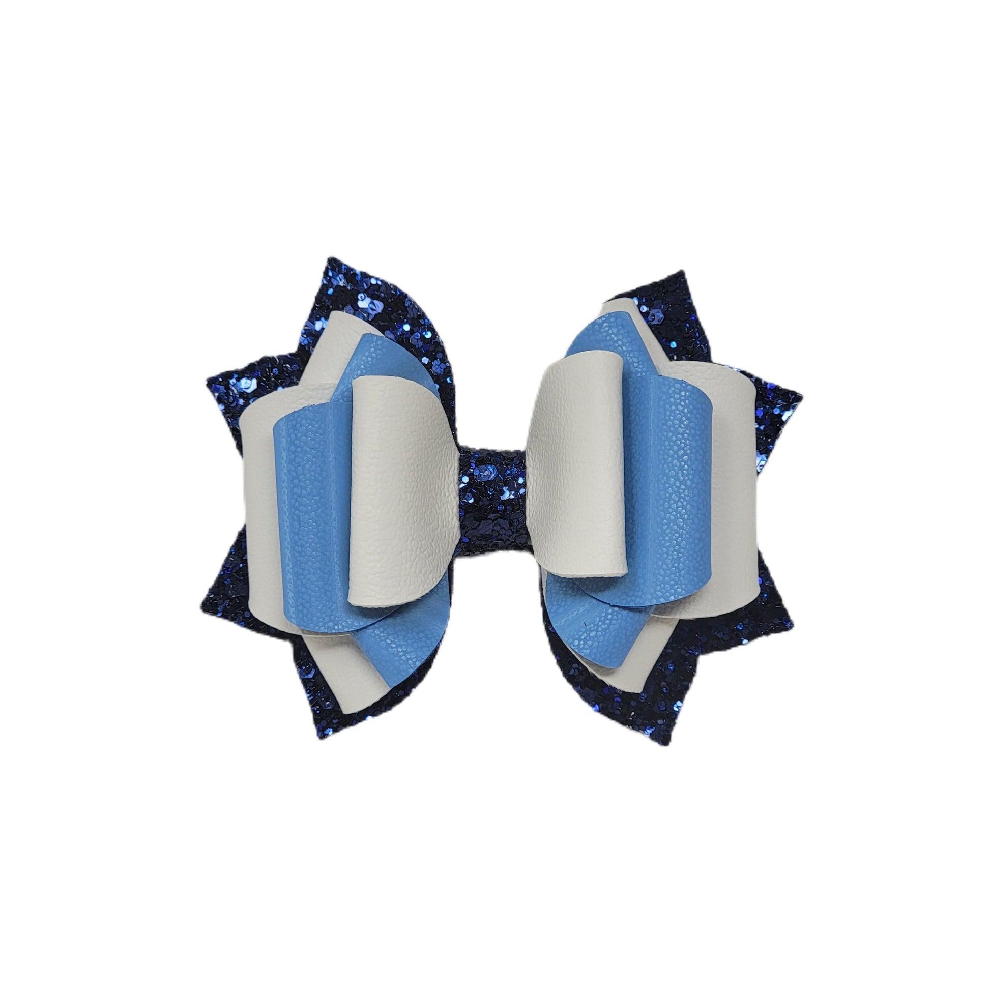 Blue & White Double Franchi Elegant Bow 5" 