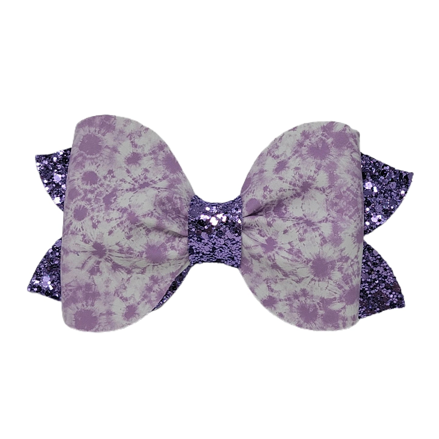 Purple Tie Dye Pixie Pinch Bow 6" 