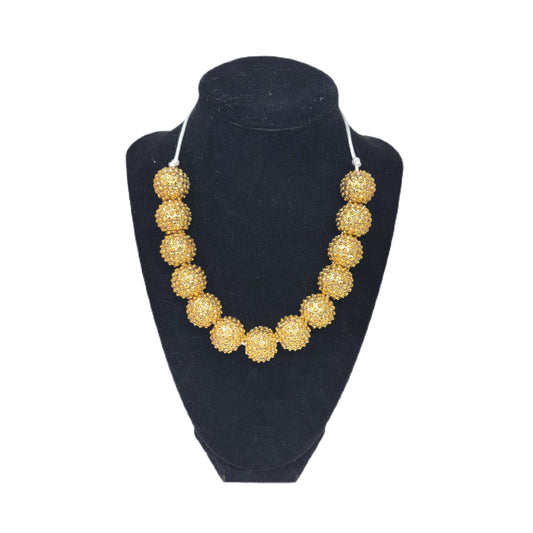 Gold Rhinestone Bubblegum Necklace