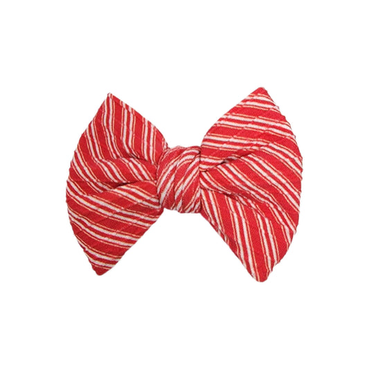 Peppermint Stripe Braid Knit Fabric Bow 4" 