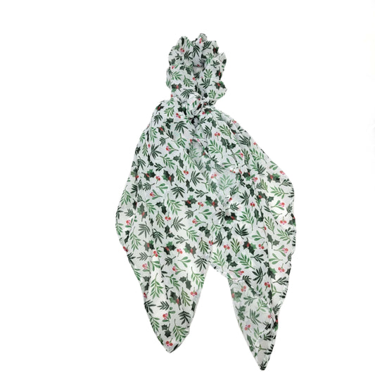 Holly Sprigs Chiffon Scarf Scrunchie One Size 