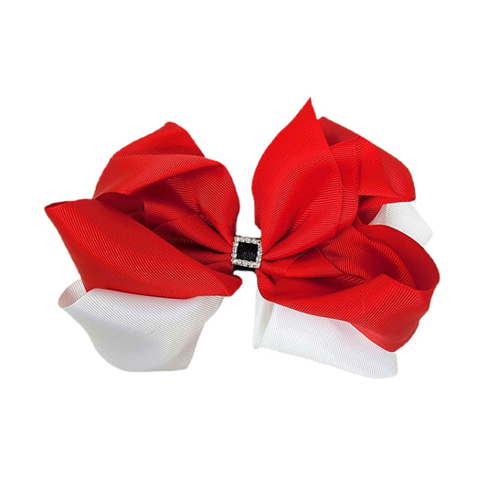 Red & White Ribbon Bow 8"