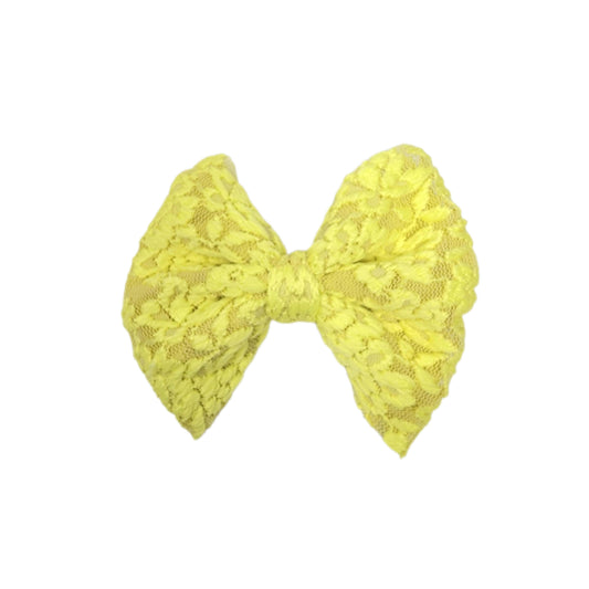 Yellow Stretch Lace Fabric Bow
