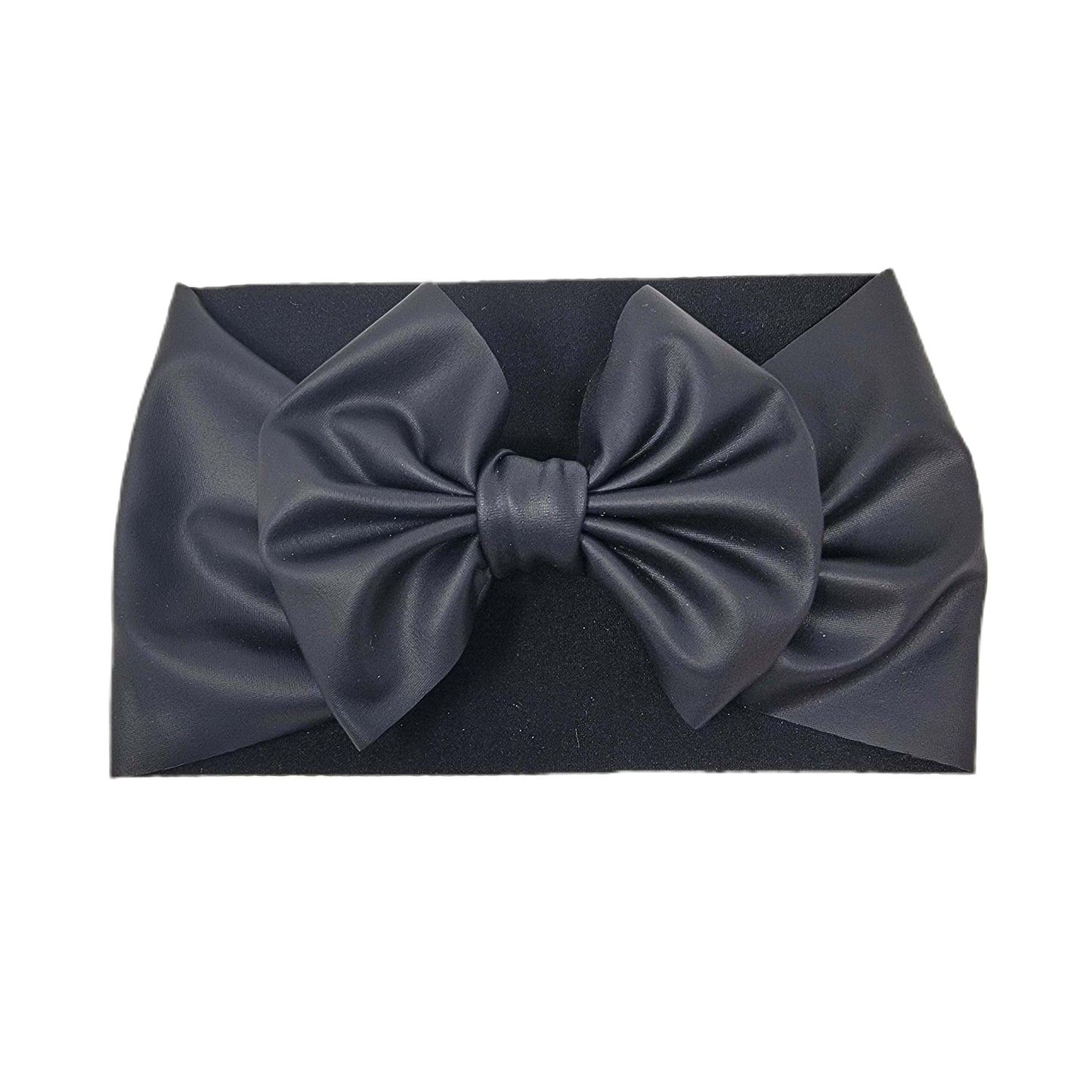Black Pleather Fabric Bow Headwrap