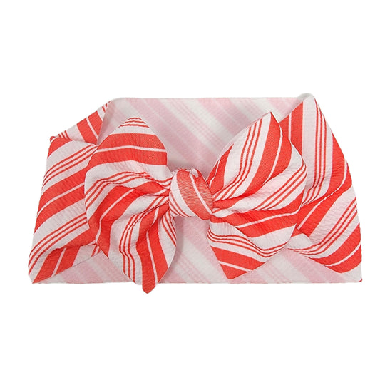 Peppermint Stripe Fabric Bow Headwrap