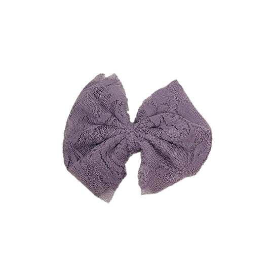 Dusty Purple Stretch Lace Fabric Bow