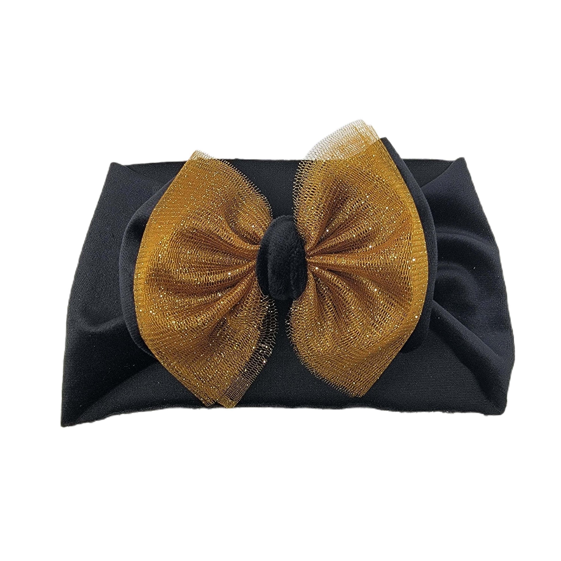 Gold Tulle & Black Velvet Double Stack Fabric Headwrap