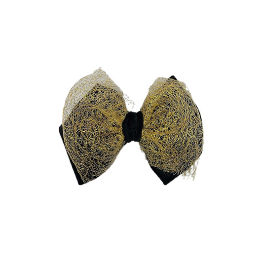 Gold Drizzle & Black Velvet Double Stack Fabric Bow