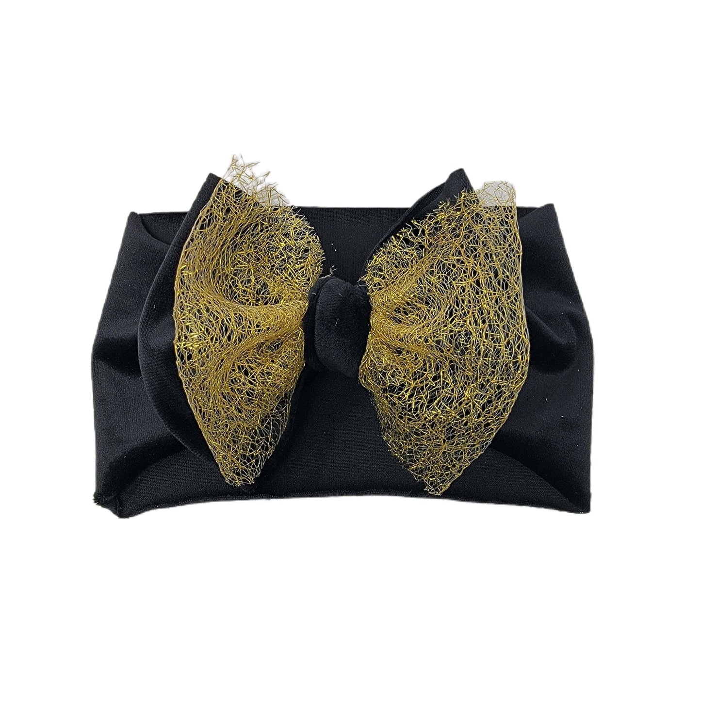 Gold Drizzle & Black Velvet Double Stack Fabric Headwrap