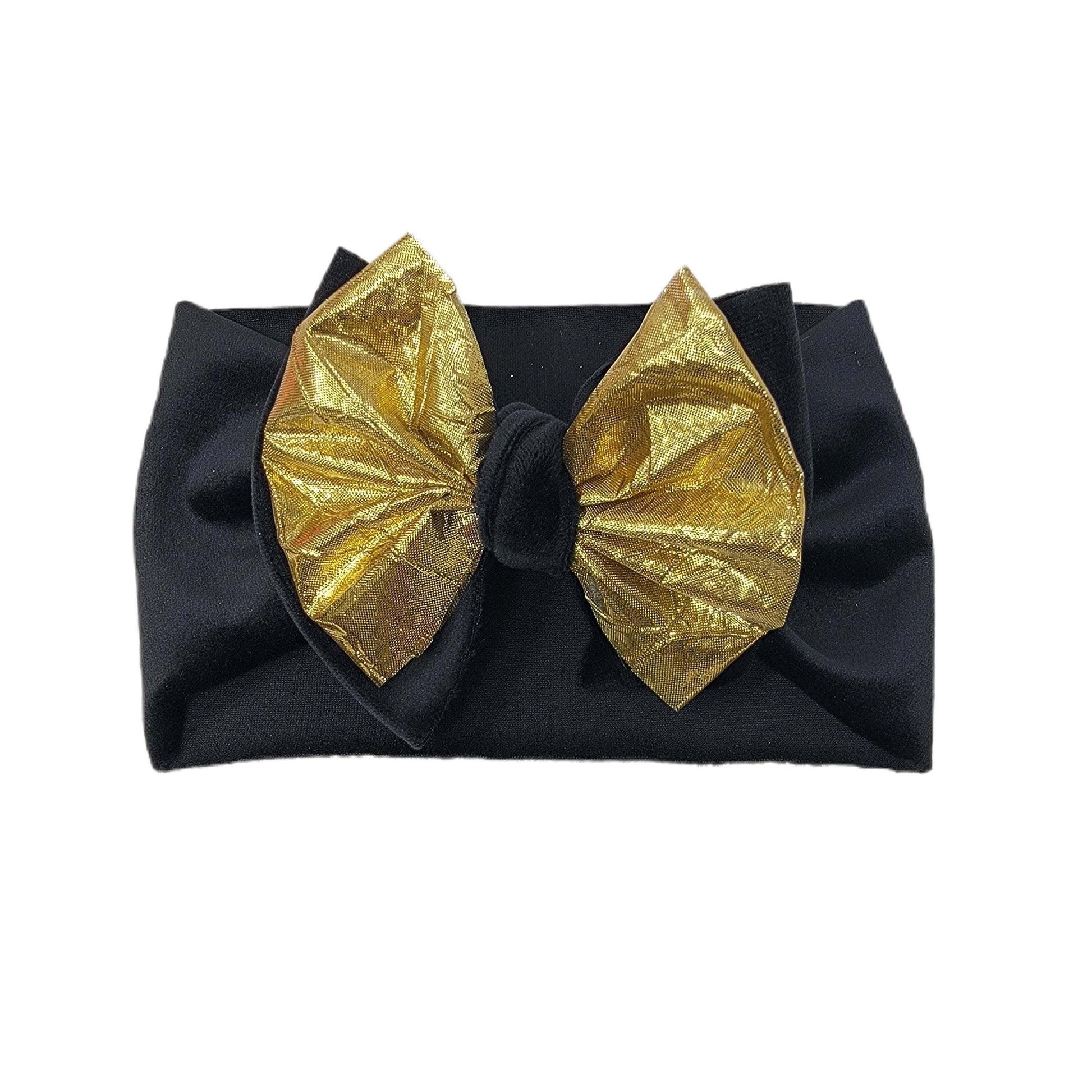 Gold Foil & Black Velvet Double Stack Fabric Headwrap