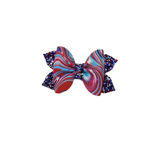 Patriotic Oilspill Pixie Pinch Bow - 3"