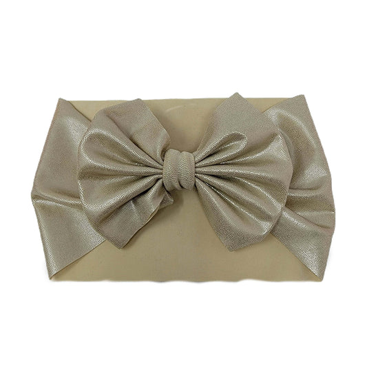 Gold Shimmer Fabric Bow Headwrap - Waterfall Wishes