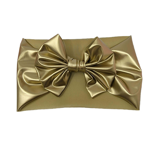 Gold Pleather Fabric Bow Headwrap