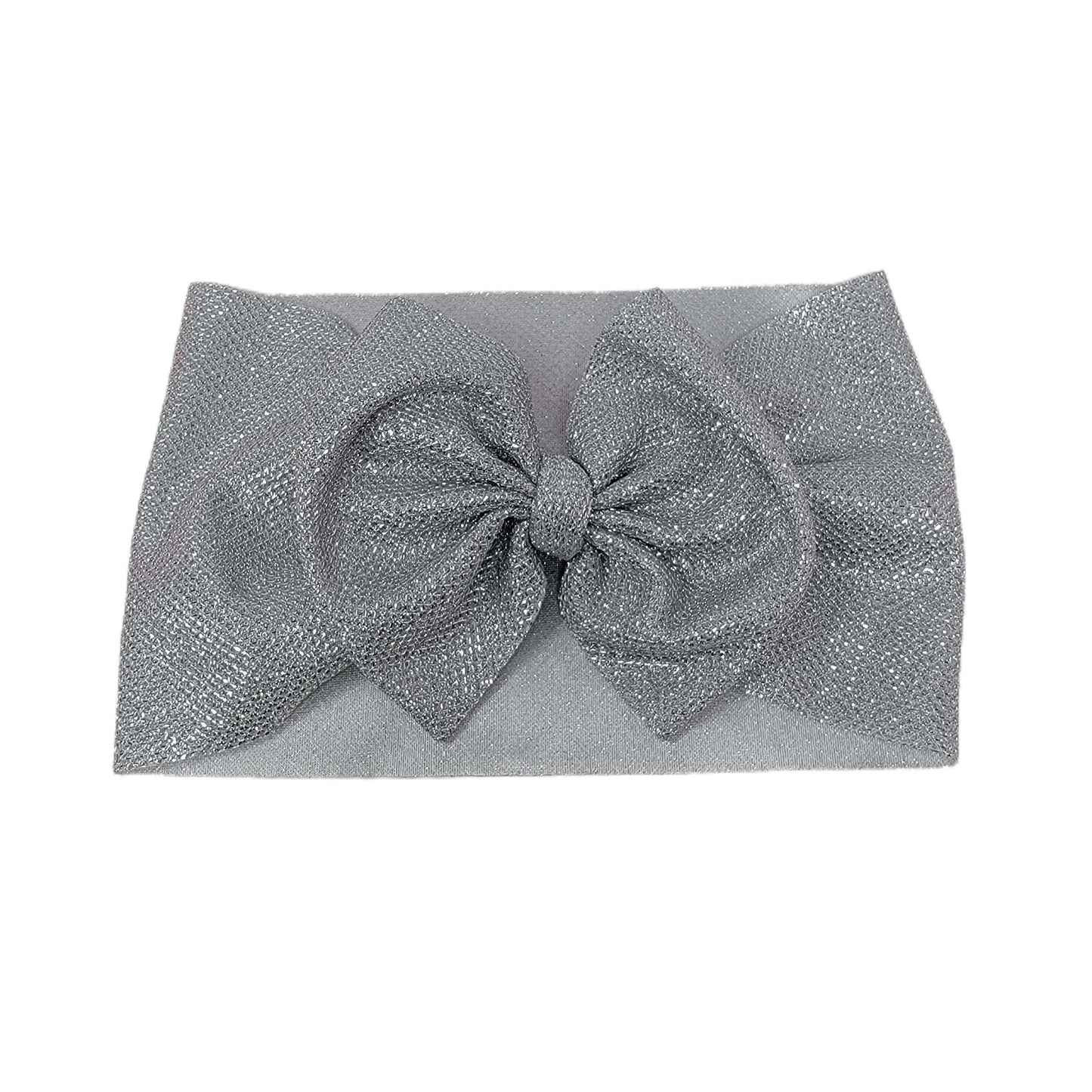 Silver Sparkle Fabric Bow Headwrap