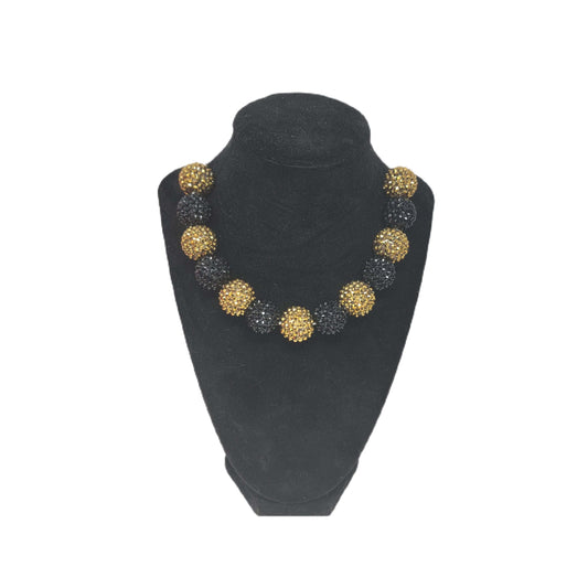 Black & Gold Rhinestone Bubblegum Necklace