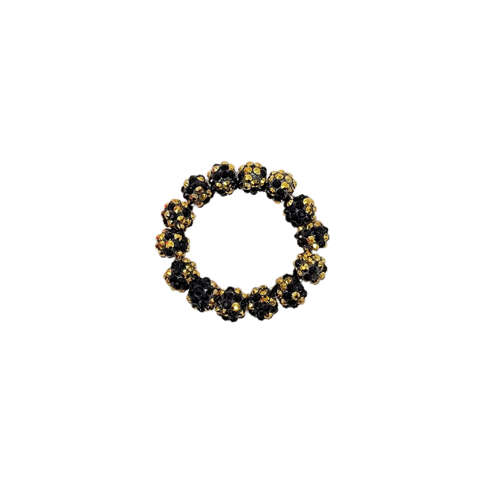 Black & Gold Rhinestone Chunky Beaded Bracelet