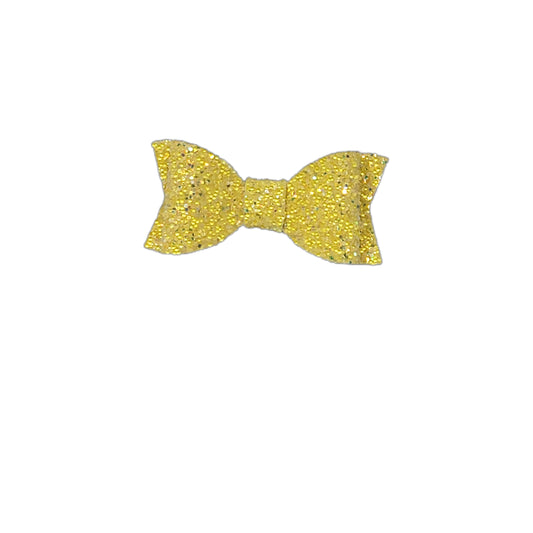 Yellow Beaded Glitter Claire Bow (pair) 2.75"
