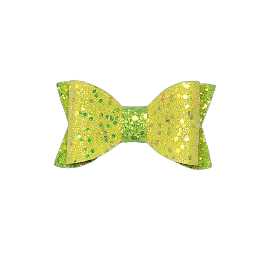 Yellow & Green Glitter Claire Bow 4" 