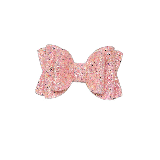 Pink Beaded Glitter Double Chloe Bow 4.5" 
