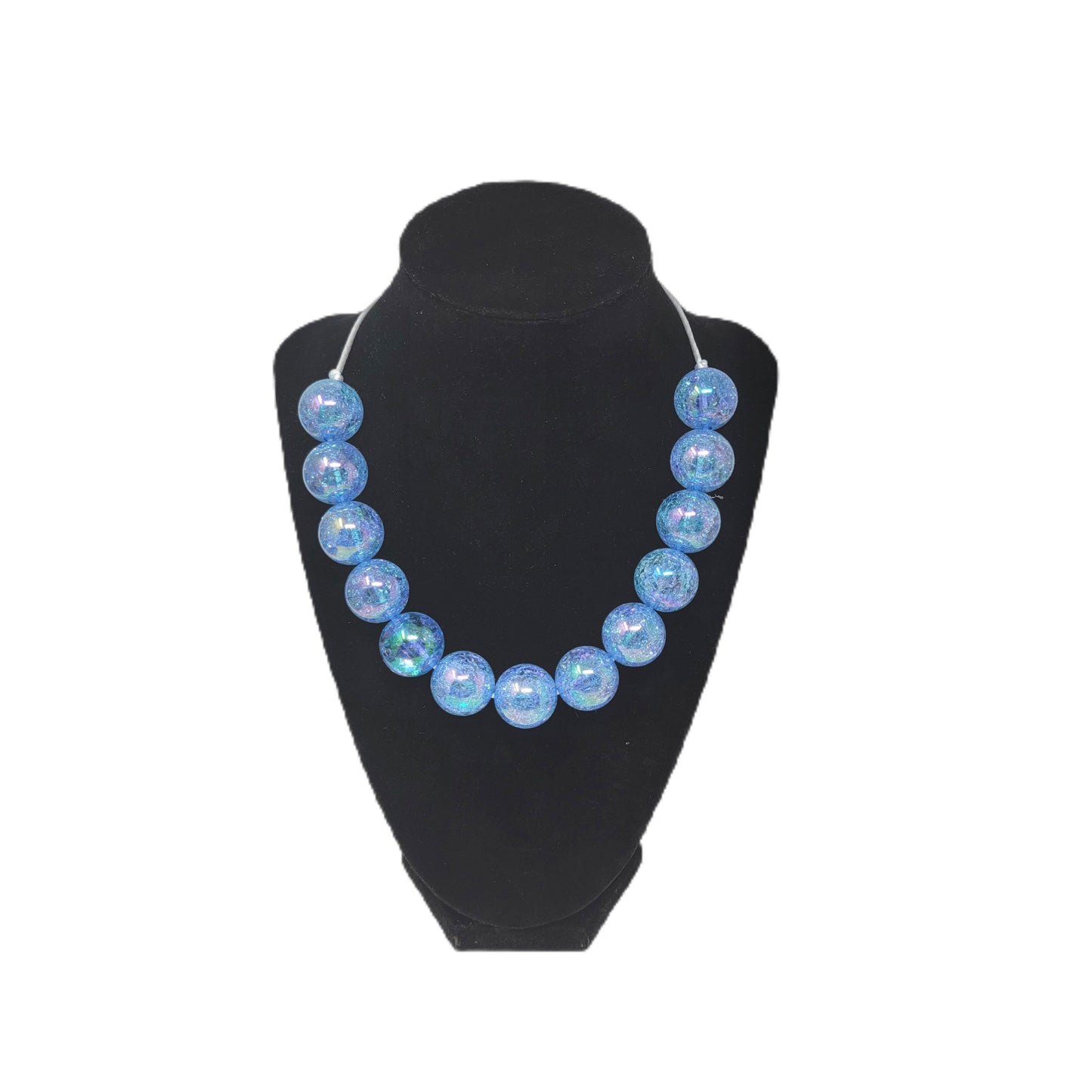 Blue Beaded Glitter Bubblegum Necklace  