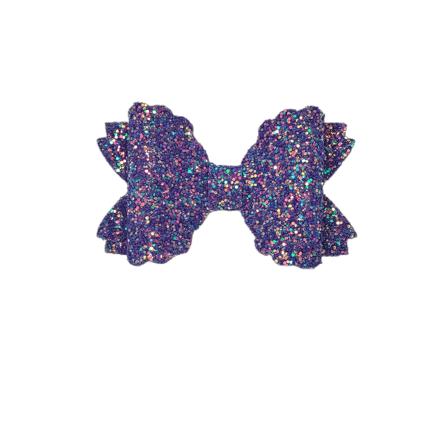 Purple Glitter Scalloped Daisy Bow 4" 