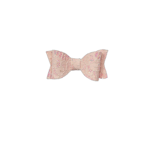 Pink Glitter Lace Claire Bow 2.75" 