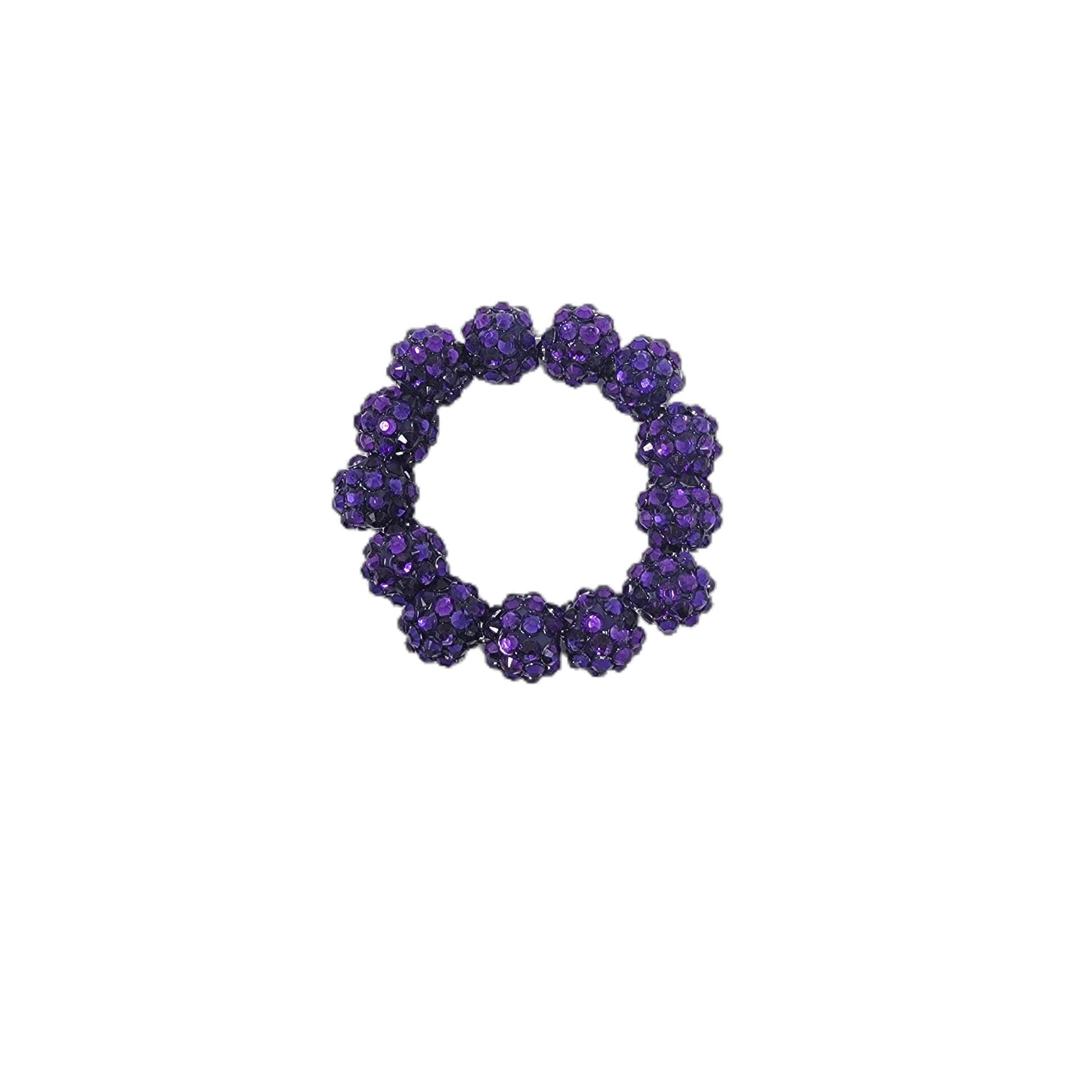 Purple Rhinestone Chunky Beaded Bracelet   