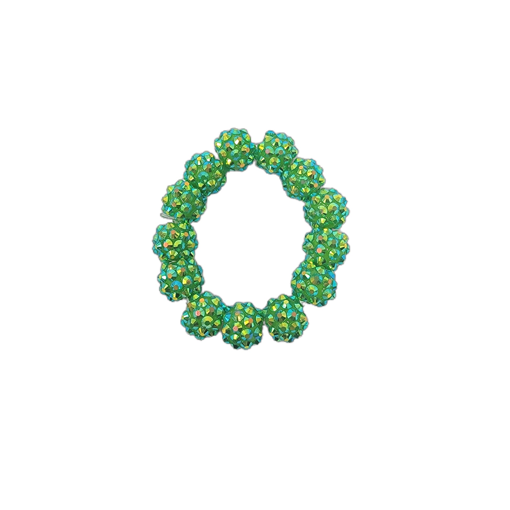 Green Rhinestone Chunky Beaded Bracelet   