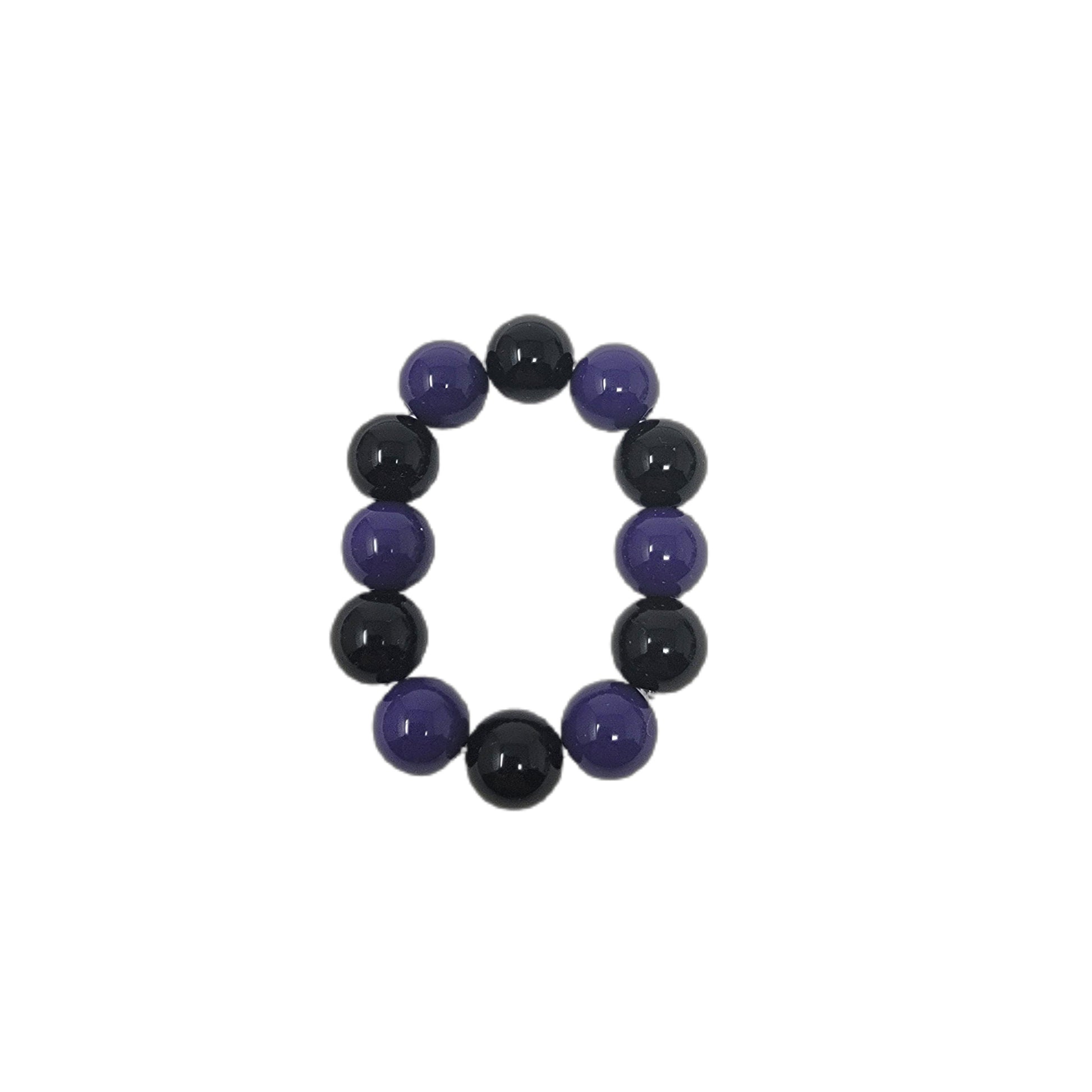 Black & Purple Chunky Beaded Bracelet   