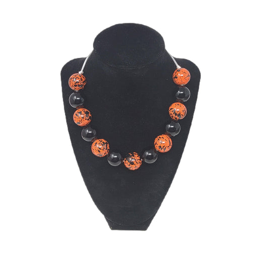 Orange & Black Glitter Bat Bubblegum Necklace  